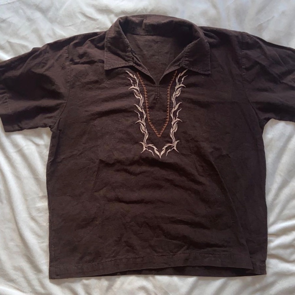 vintage brown flame skater tee